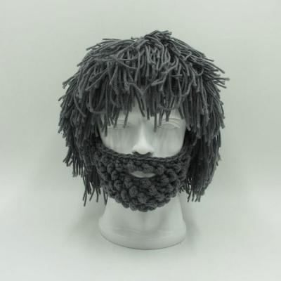 China COMMON Adult Crochet Beard Beanie Knitted Hair Hat Detachable Wig For Cosplay Party Rasta Hat for sale