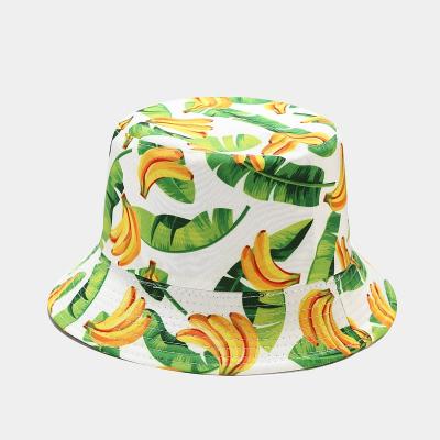 China Wholesale Picture Fruit Bucket Hat New Banana Strawberry Printed Reversible Cotton Bucket Hat for sale