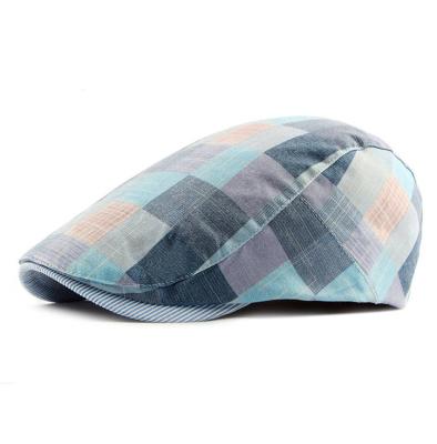 China Wholesale Spring Summer New Arrival Plaid Cotton Fashion Colorful Ivy Checked Hat For Men Newsboy Hat for sale