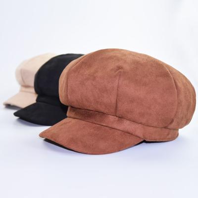 China Wholesale British Checked OEM Women Fashion Suede Newsboy Hat Autumn Winter Ivy Hat for sale