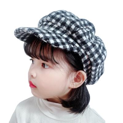 China Wholesale New Fashion Picture Kids Plaid Newsboy Hat Girls Winter Children's Wool Ivy Hats for sale