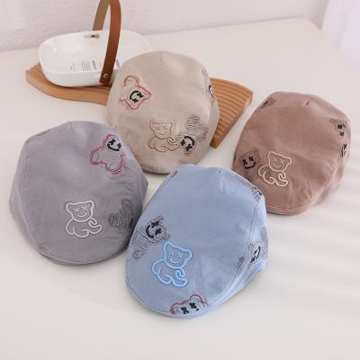 China 2021 New Picture Boys Ivy Hat Cotton Bear Embroidered Boy Beret Hat for sale