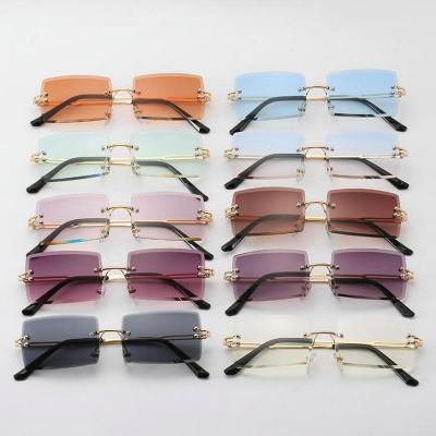 China Wholesale Hot Selling Square Frame Men Women Rimless Sunglasses Fashion Sun Glasses Fashion Sunglasses for sale