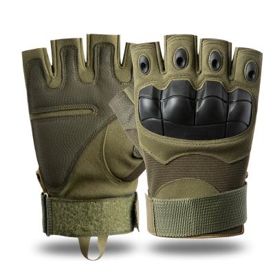 China Wholesale Polyester Men Women Knock Off Military Training Gloves Army Green Half Finger Tactical Gloves for sale