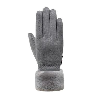 China Pretty Simple Wholesale Ladies Suede Gloves Winter Fleece Touch Screen Women Gloves for sale