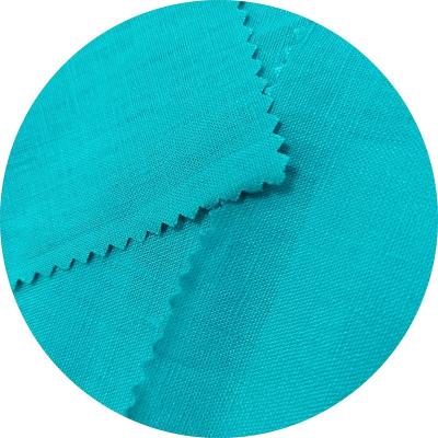 China A organic bright blue all-linen woven fabric that feels comfortable and naturally breathable for sale