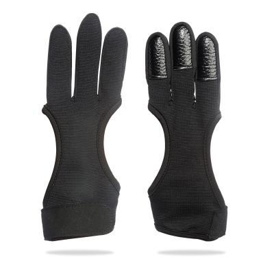 China Archery in Custom Cowhide Archery Logo Running 3 Finger Leather Protective Shooting Gloves for Left and Right Archer for sale