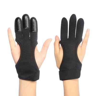 China Outdoor Archery Hunting Leather Gloves Archery Machine Wash Finger Protection Gloves Three SHOOTING GLOVES for sale