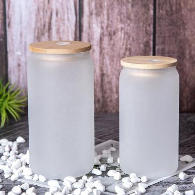 China Sustainable Hot Selling USA Warehouse 25 Ounce Frosted Glass Beer Mugs Sublimation Frost Glass Box With Bamboo Lid And Plastic Straws for sale