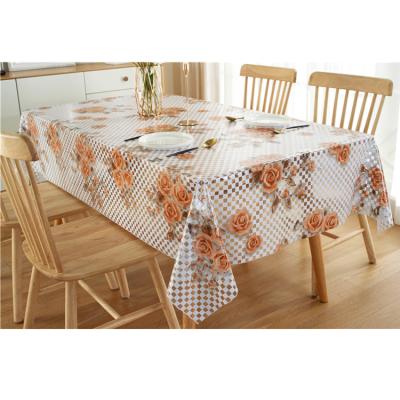 China XHM factory wholesale party waterproof 3D lace checkered PVC tablecloth for decoration in roll for sale