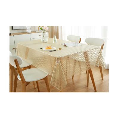 China Factory wholesale professional waterproof HD pattern transparent PVC lace tablecloth for decoration in roll for sale