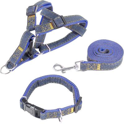 China Stocked 3 in 1 set large strong weighted dog collar and leash with harness for walking pets for sale