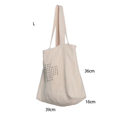 China Eco-friendly Wholesale Custom Logo Printed Eco Recycled Cotton Canvas Tote Bag Rope Handle Shopping Grocery Bag for sale