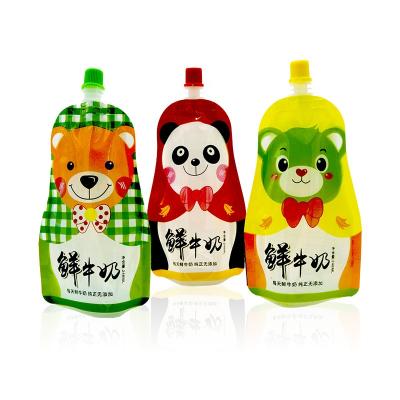 China Recyclable Custom Doypack Milk Juice Liquid Plastic Spout Stand Up Pouch Packer Bag for sale