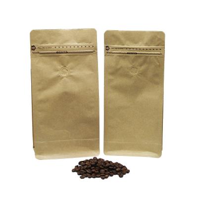 China Recyclable Recyclable 1kg Coffee Kraft Paper Flat Bottom Print Cutom Stand Up Pouches Bags With Release Valve Eco Friendly for sale