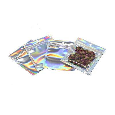 China Small Recyclable Holographic Mettalic Zip Seal Mylar Plastic Packaging Bags Custom Transparent Colored Compostable Logo Printing for sale