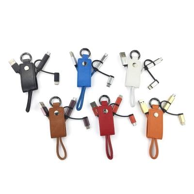 China 2021 Camera Hit USB PU Cable Leather Keychain For Type-C Key Chain Charging Data Iphone Android Cable for sale