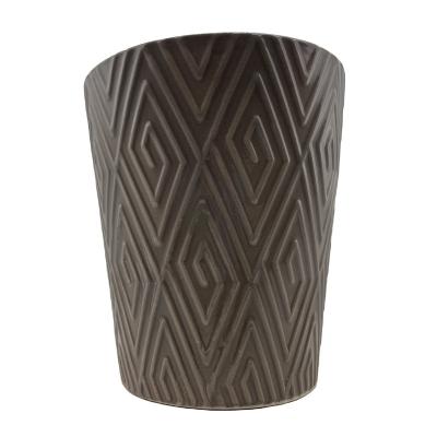 China Minimalist Wholesale Medium Rhombus Striped Ceramic Planter Flowerpot for sale