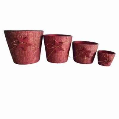 China Wholesale Basket Flowerpot Minimalist Garden Woven Striped Vase for sale