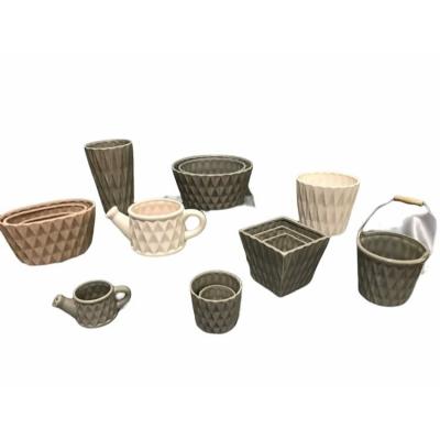 China Wholesale new rhombus ceramic flower pot minimalist Multi-shape pot for sale