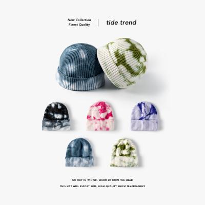 China New Beanie Tie Dye Print Autumn Unisex COMMON Hip Hop Knitted Twist Hat Beanie for sale