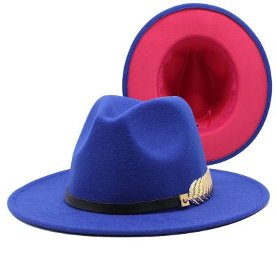 China New Arrival 2 Tone Colors Hats High Image Quality Felt Fedora With Gold Feather Hat for Women and Girls for sale