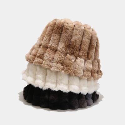 China New Arrival Design Casual High Quality Outdoor Unisex Faux Fur Warm Cloth Bucket Hats Fried Dough Twist Thick Winter for sale