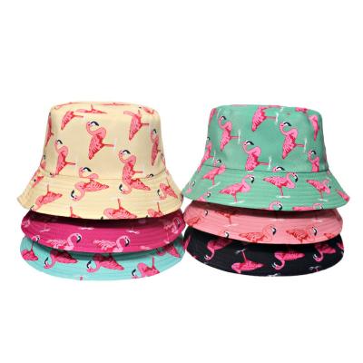 China Reversible Print Flamingo Bucket Hat Summer Women Men Panama Bucket Hat Bob Hat Hip Hop Gorros Dobby Fishing Fisherman Caps for sale