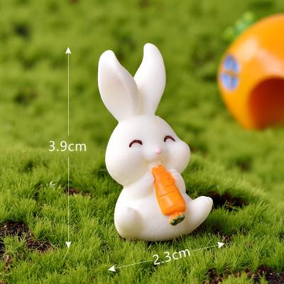 China Europe Bunny Land Micro Landscape Ornaments Cute Cartoon Carrot Rabbit Resin Open Garden Ornament DIY Home Decor for sale