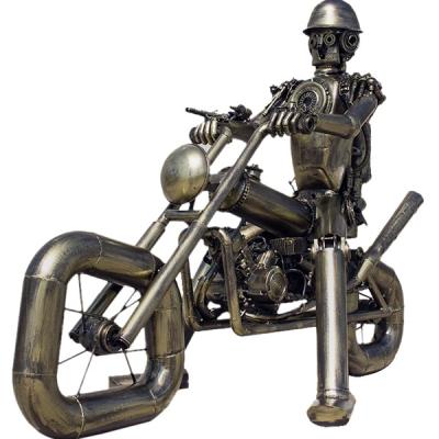 China Creative Bar Decoration Punk Industrial Iron Robot Motorcycle China Style Retro Style Floor Ornaments Large for sale