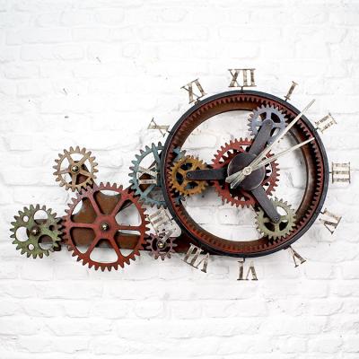 China Europe Iron Industrial Decorative Large Wall Clock Antique Gear Clock for sale