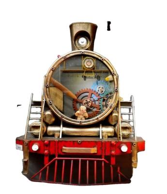 China Europe retro wrought iron decoration make the old creative metal wall decoration hairdresser barber mirror locomotive for sale