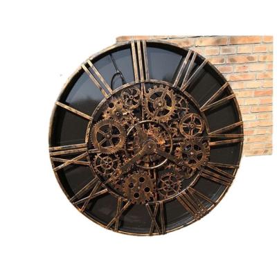 China Europe metal wrought iron retro style bar restaurant wall decoration industrial background wall gear decoration for sale