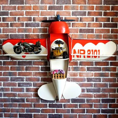 China Restaurant Bar Shelf Decoration Wall Aircraft Retro Iron Europe Soft Crafts European Wall Decoration for sale