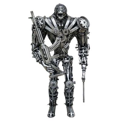 China Europe retro custom bar style decoration wrought iron robot creative punk industrial floor decoration large for sale