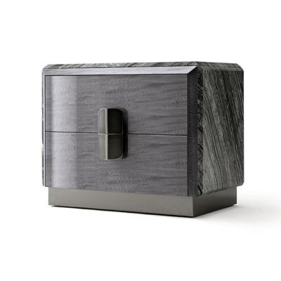 China Luxury Italian Style Bedroom Furniture Derived Gray Super Modern Luxury Bedroom Bedside Table Bedside Table for sale