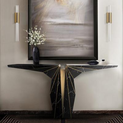 China Italian Luxury Mirrored Console Table Arcade Marble Modern Console Table Gold With Mirror for sale