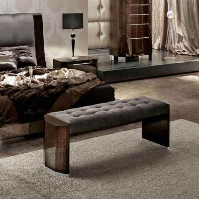 China Luxury black designer genuine leather morden bedroom funiture hinge storage stool upholstered luxury bedroom bench for sale