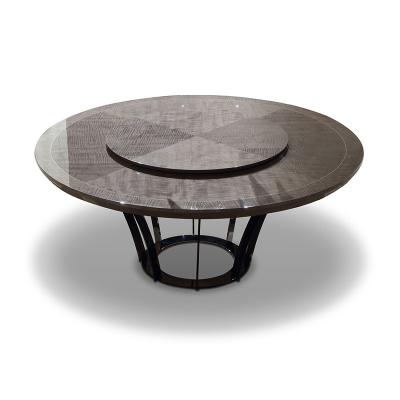 China New Design Luxury Italian Style Dining Room Furniture Stainless Steel Legs Brown Round Superb Modern Luxury Marbal Top Dining Table for sale