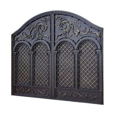 China Easily Assembled Galvanized Arched Roller Wrought Iron Sheet Door Ornaments Design for sale