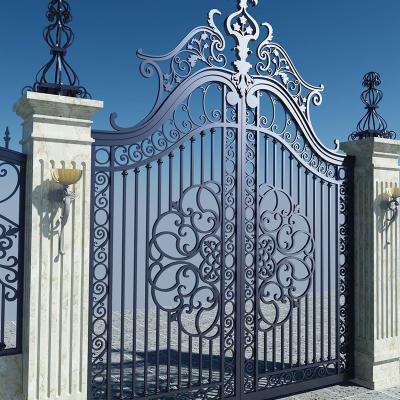 China High End Exterior Luxury Garden Double Door Easily Assembled Wrought Iron Main Gate for sale