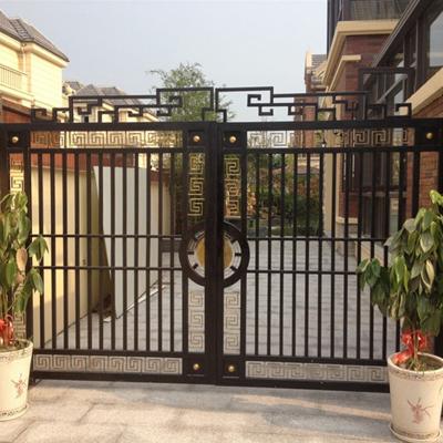 China Beautiful Chinese Style Wrought Iron Grill Door Gate Easily Assembled Workmanship for sale