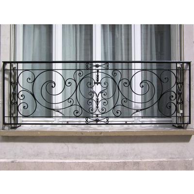 China Stylish Elegant Wrought Iron Rail Steel Fence Designs For Balcony for sale