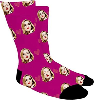 China QUICK DRY custom face socks put your face print on crew bangs crazy socks unisex gift for women men for sale