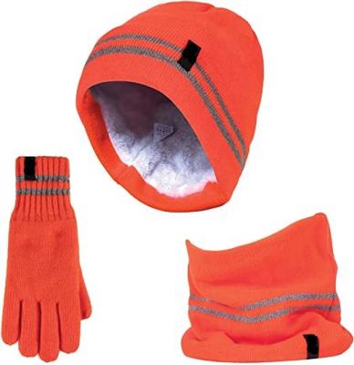 China Men's Dobby Hi Vis Thermal High Visibility Hat Warmer Gloves Neck Set for sale