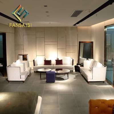 China Other post-modern luxury living room combination set leather sofa wood frame Italian veneer furniture high-end customization for sale