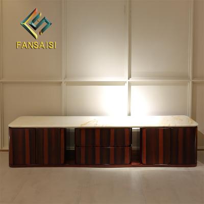 China Italian Light Luxury Postmodern Mansion Designer Adjustable Italian Light Luxury Villa Villa Cabinet Marble Veneer Solid Wood TV(Size) Custom Furniture for sale