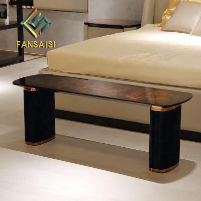 China Adjustable Italian Light Luxury Villa Post Modern Luxury Villa Mansion Solid Wood High End Bed End Table Solid Wood Furniture (Size) for sale