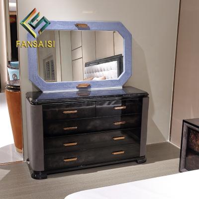 China High End Italian Furniture Customization (Size) Bedroom Dresser Three Drawer Adjustable Wardrobe Post Modern Luxury Hardware for sale