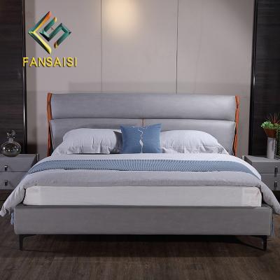 China Combination Adjustable Modern Minimalist Leather Bedroom Comfortable Bed (Size) Set Minimalist Furniture High End Customization for sale